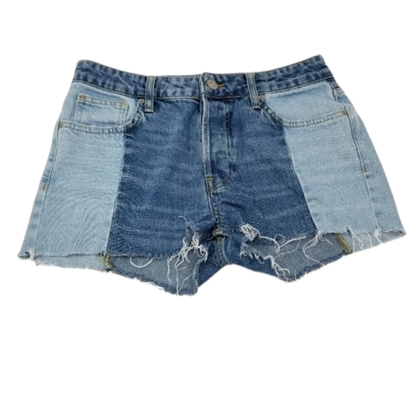 Urban Outfitters BDG Denim Cut Off Jean Shorts Two Tone Blue High Rise Cotton 27 - Picture 1 of 13